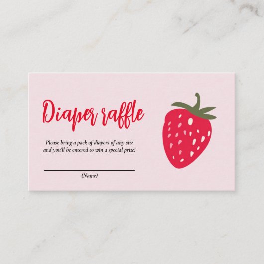 ピンクと赤のイチゴおむつラッフル エンクロージャーカード (正面)