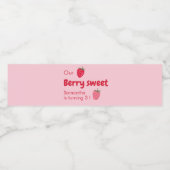 ピンクと赤のイチゴの誕生日パーティー ペットボトルラベル (シングルラベル)