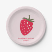 ピンクと赤のイチゴの赤ちゃんシャワー ペーパープレート (正面)