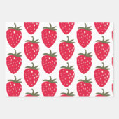 ピンクと赤のイチゴ誕生日 ラッピングペーパーシート (正面)