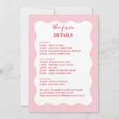 ピンクと赤のウェーブヘンウィークエンドパーティー 招待状 (裏面)