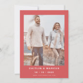 ピンクと赤のウェーブ写真 赤いフレーム 結婚式 招待状 (裏面)