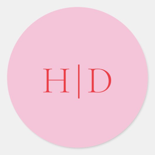 ピンクと赤のエレガントなクラシックウェディング ラウンドシール (正面)