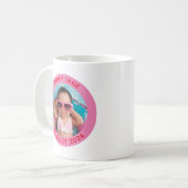 ピンクと赤のカスタマイズ丸型ファミリーフォト コーヒーマグカップ (正面左)