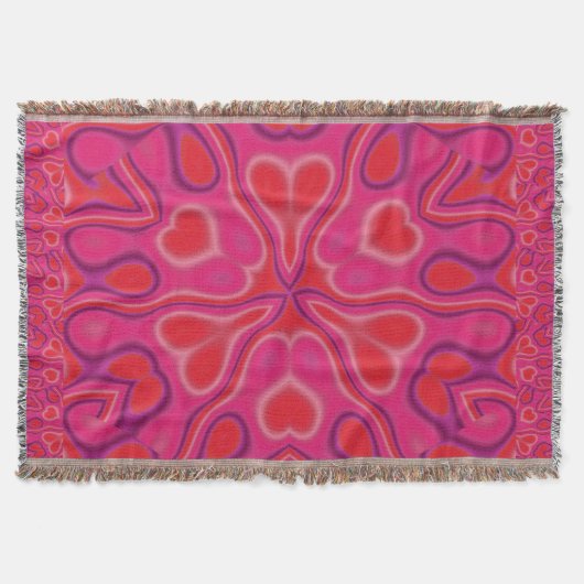 ピンクと赤のカリフォルニアワイルドフラワー スローブランケット (正面)