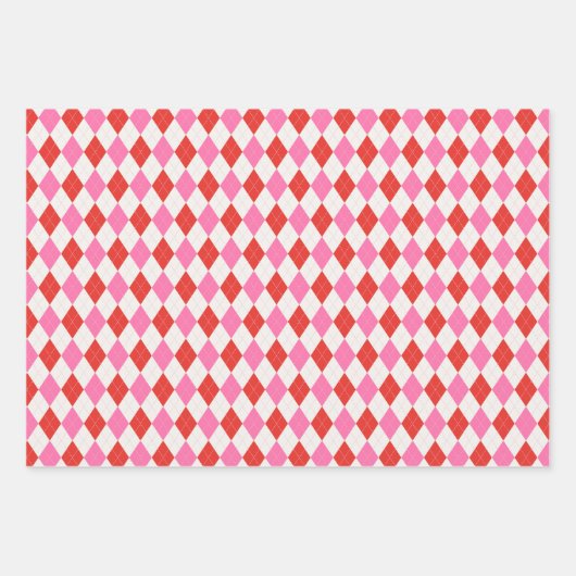 ピンクと赤のクリアーガイルスマス ラッピングペーパーシート (正面3)