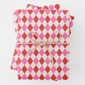 ピンクと赤のクリアーガイルスマス ラッピングペーパーシート (インサイチュ)