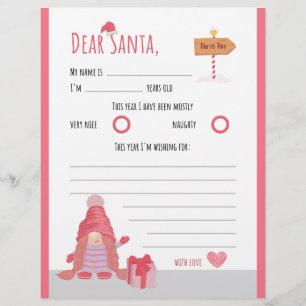 ピンクと赤のクリスマスの子供親愛っぽいサンタ文字 チラシ