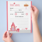 ピンクと赤のクリスマスの子供親愛っぽいサンタ文字 チラシ (手)