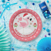 ピンクと赤のクリスマスフラミンゴ冬のミトン ペーパープレート (パーティー)