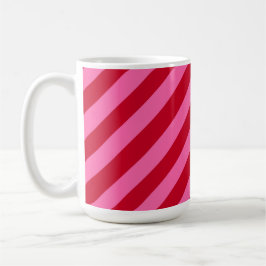 ピンクと赤のクリスマスペパーミントストライプ コーヒーマグカップ