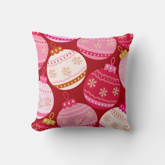 ピンクと赤のクリスマスボードブル クッション (正面)