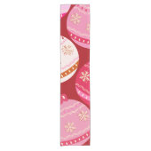 ピンクと赤のクリスマスボードブル ショートテーブルランナー (正面)