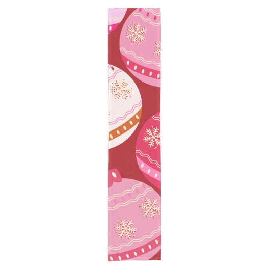 ピンクと赤のクリスマスボードブル ショートテーブルランナー (正面)