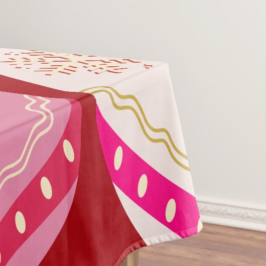 ピンクと赤のクリスマスボードブル テーブルクロス (インサイチュ)