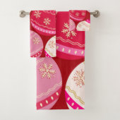 ピンクと赤のクリスマスボードブル バスタオルセット (インサイチュ)
