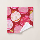 ピンクと赤のクリスマスボードブル バスタオルセット (ウォッシュタオル)