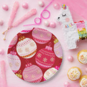 ピンクと赤のクリスマスボードブル ペーパープレート (パーティー)