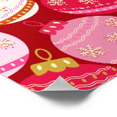 ピンクと赤のクリスマスボードブル ポスター (角)