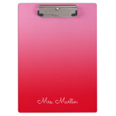 ピンクと赤のグラデーションパーソナライズされた先生 クリップボード (正面)
