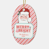 ピンクと赤のサンタ | メリー明るい セラミックオーナメント (左)