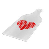 ピンクと赤のシェブロンハート カッティングボード (角)