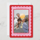 ピンクと赤のシンプルホタテのフォトフレーム シーズンカード (正面)