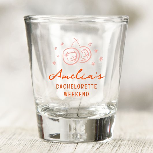 ピンクと赤のスケッチバチェロレッテ週末パーティー ショットグラス