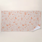 ピンクと赤のスケッチバチェロレッテ週末パーティー ビーチタオル (正面)