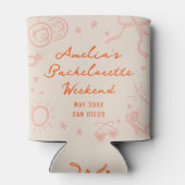 ピンクと赤のスケッチ ブライズメイド ウィークエンド パーティー 缶クーラー (裏面)