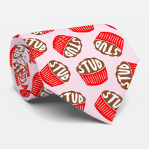 ピンクと赤のスタッドマフィンバレンタインネックタイ