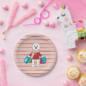 ピンクと赤のストライプの紙プレートとシロクマ ペーパープレート (パーティー)