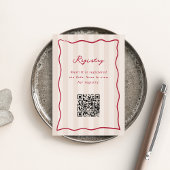 ピンクと赤のストライプブライダルシャワーレジストリ エンクロージャーカード