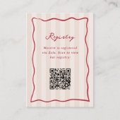 ピンクと赤のストライプブライダルシャワーレジストリ エンクロージャーカード (正面)