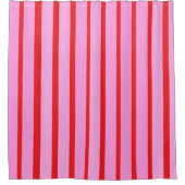 ピンクと赤のストライプ シャワーカーテン (正面)