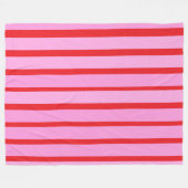 ピンクと赤のストライプ フリースブランケット (正面(横))