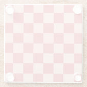 ピンクと赤のチェックのギンガムパターン ガラスコースター (裏面)
