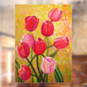 ピンクと赤のチューリップと静物生活 ウィンドウサイン (シート2)
