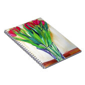 ピンクと赤のチューリップ水彩画 ノートブック (右側)