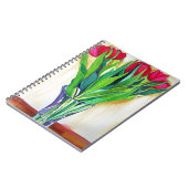 ピンクと赤のチューリップ水彩画 ノートブック (左側)