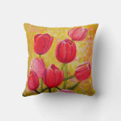 ピンクと赤のチューリップ絵画ズ クッション (裏面)