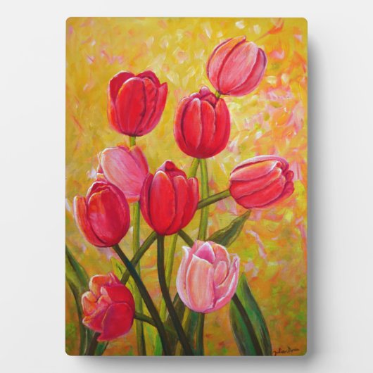 ピンクと赤のチューリップ絵画ズ フォトプラーク (正面)