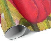 ピンクと赤のチューリップ絵画ズ ラッピングペーパー (ロールコーナー)