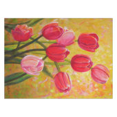 ピンクと赤のチューリップ配置 テーブルクロス (正面(横))