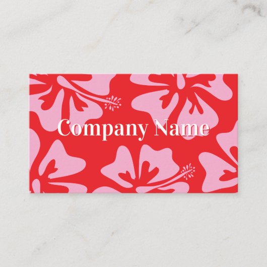 ピンクと赤のハイビスカスの花モダンフローラ 名刺 (正面)