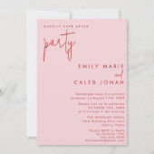 ピンクと赤のハッピーエバーアフター結婚式の披露宴 招待状 (正面)