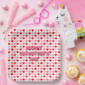 ピンクと赤のハッピーバレンタインデーハートパターン ペーパープレート (パーティー)