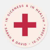 ピンクと赤のハングオーバーキット　病気の時も健康の時も ラウンドシール (正面)