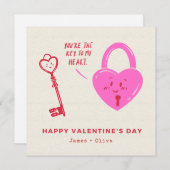 ピンクと赤のハートで幸せなバレンタインデー シーズンカード (正面/裏面)