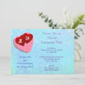 ピンクと赤のハートのエンゲージパーティー 招待状 (スタンド正面)